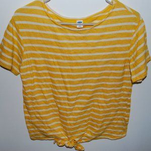 yellow front tie shirt